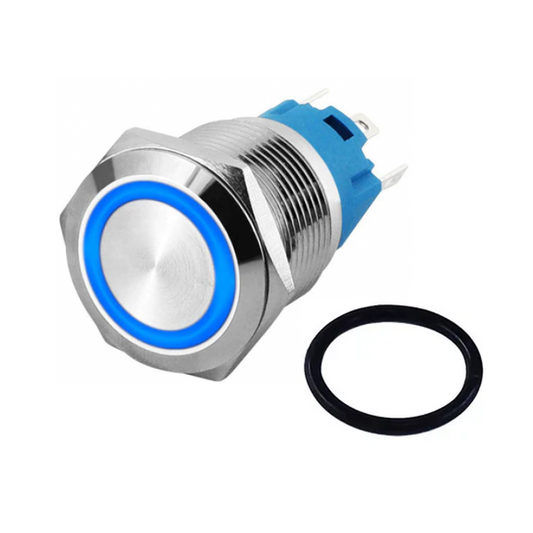 Interruptor push metalico 16mm / enclave / azul