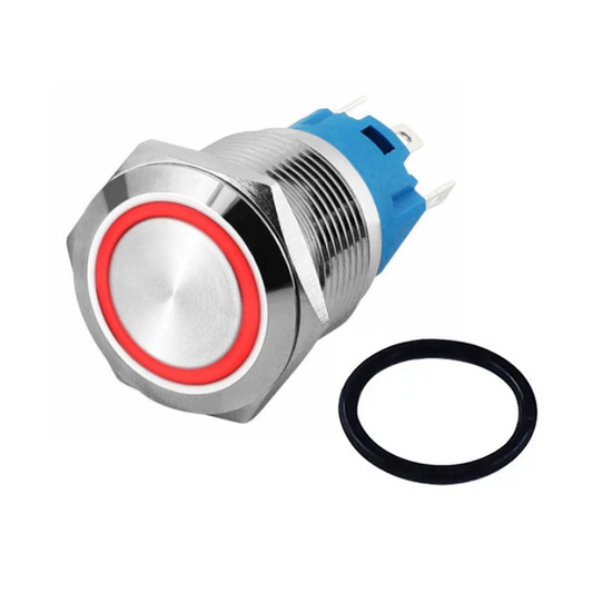 Interruptor push metalico 16mm / enclave / rojo