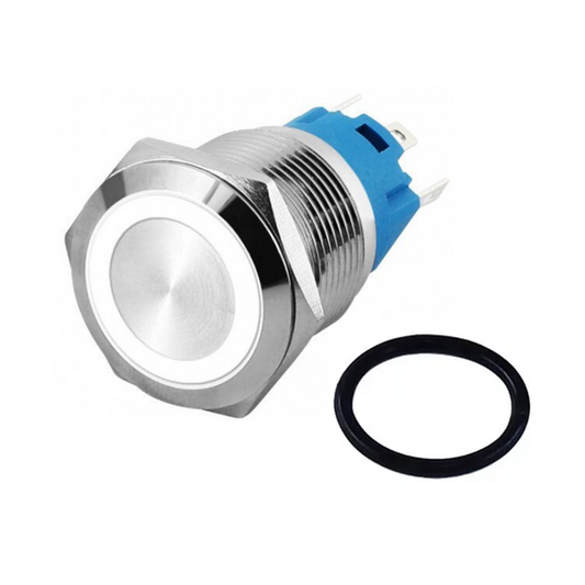 Interruptor push metalico 16mm / enclave / blanco