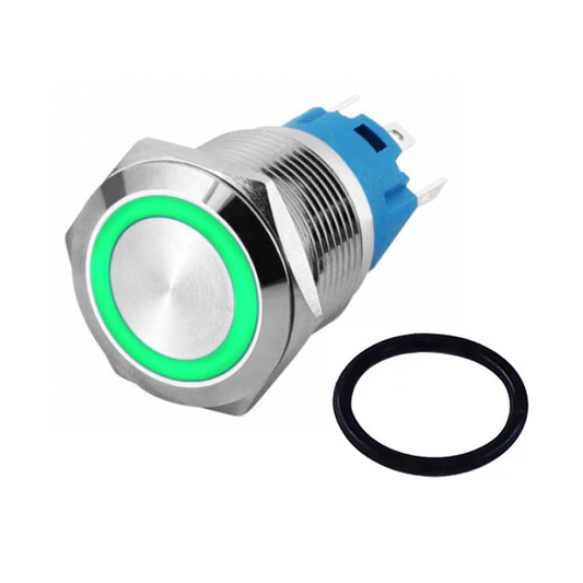 Interruptor push metalico 16mm / enclave / verde