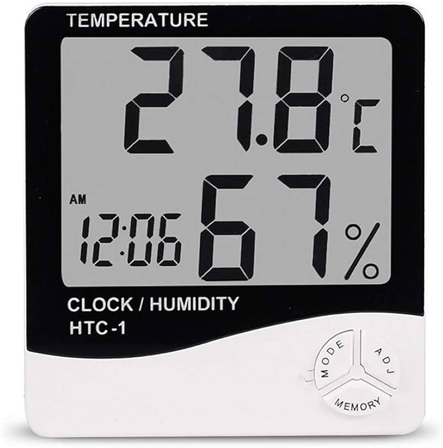 Termometro digital con higrometro y reloj HTC-1