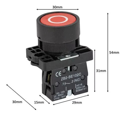 Interruptor industrial ZB2-BE102C NC Rojo